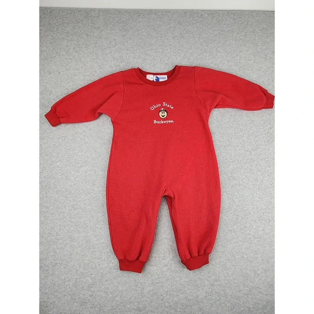 Vintage Ohio State Buckeyes One Piece Toddler Zip Suit Romper Football 24 Months